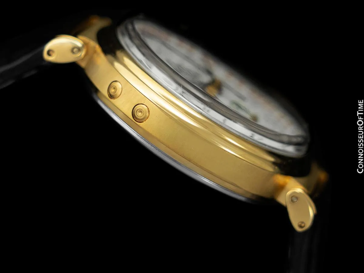 1985 Ed Heuer Mens Rare 125th Anniversary Ref. 188.215 Moon Phase "Golden Hours" Chronograph - 18K Gold Plated & Stainless Steel