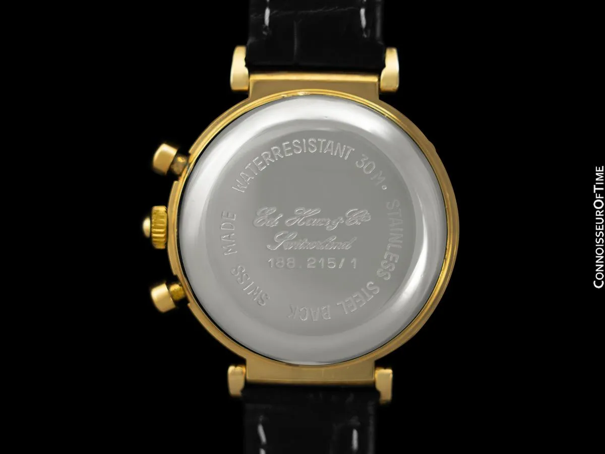 1985 Ed Heuer Mens Rare 125th Anniversary Ref. 188.215 Moon Phase "Golden Hours" Chronograph - 18K Gold Plated & Stainless Steel