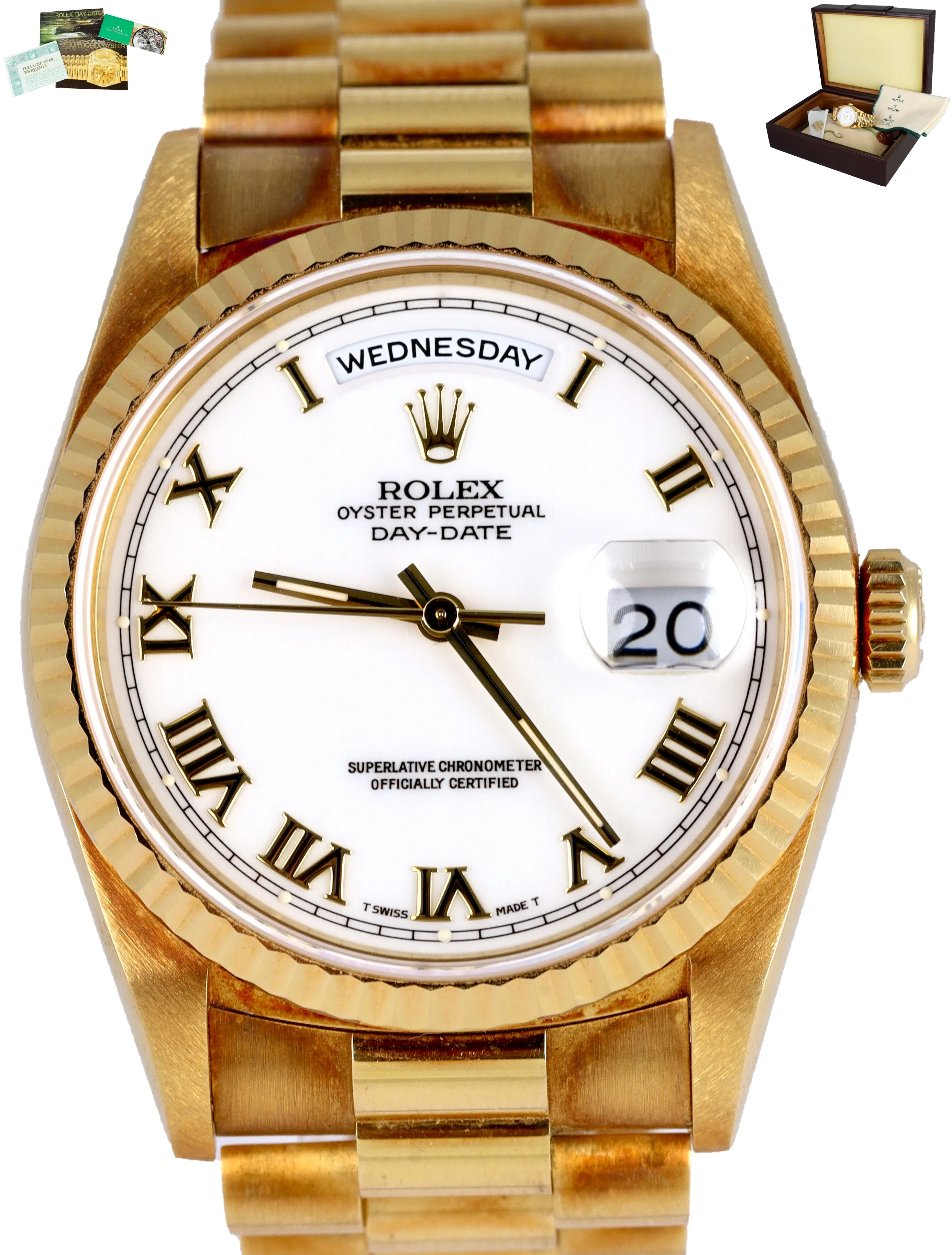 1994 MINT PATINA Rolex Day-Date President 18238 36mm Double Quickset 18K Gold