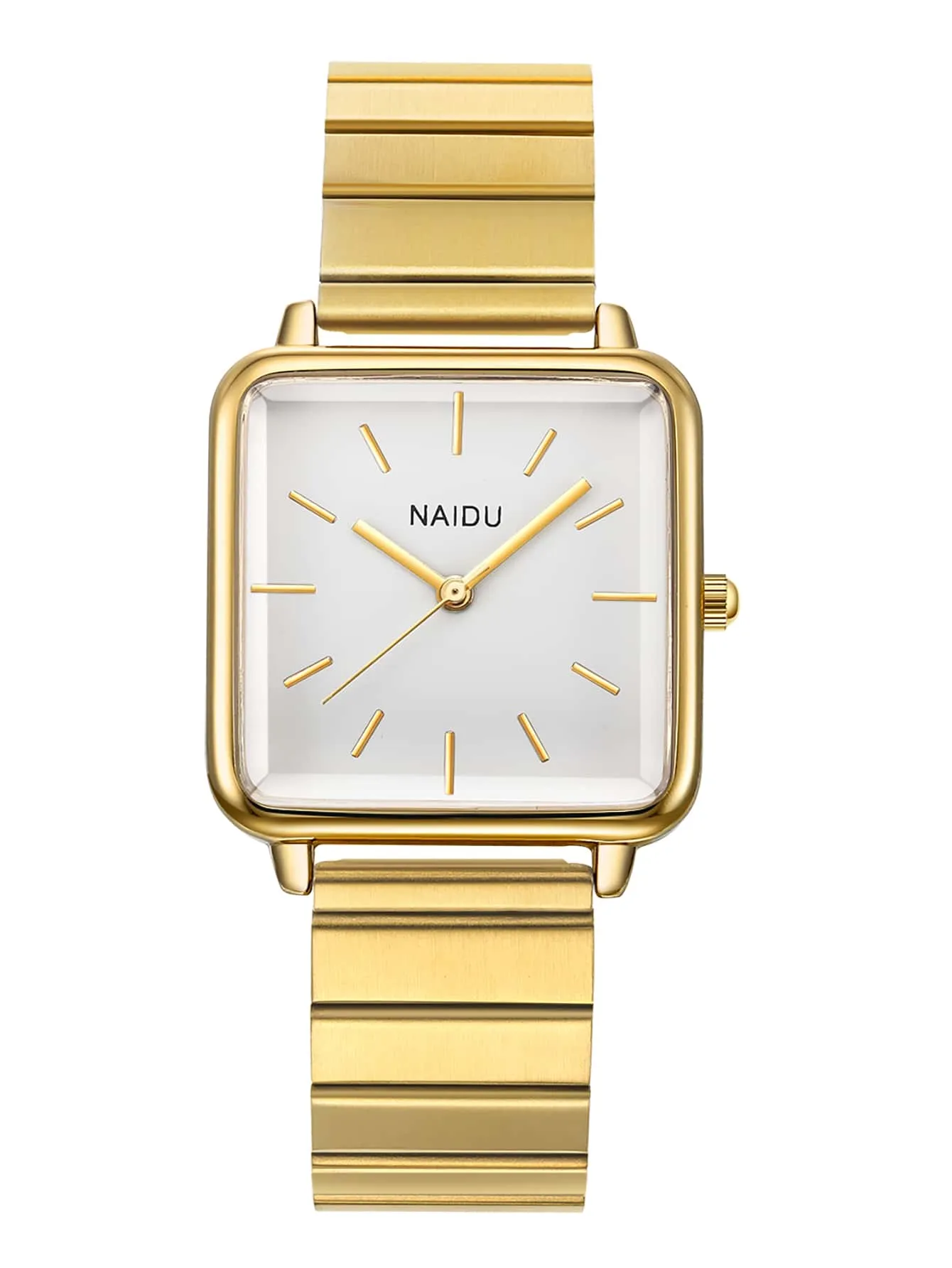 1pc Square Dial Quartz Watch - Gold