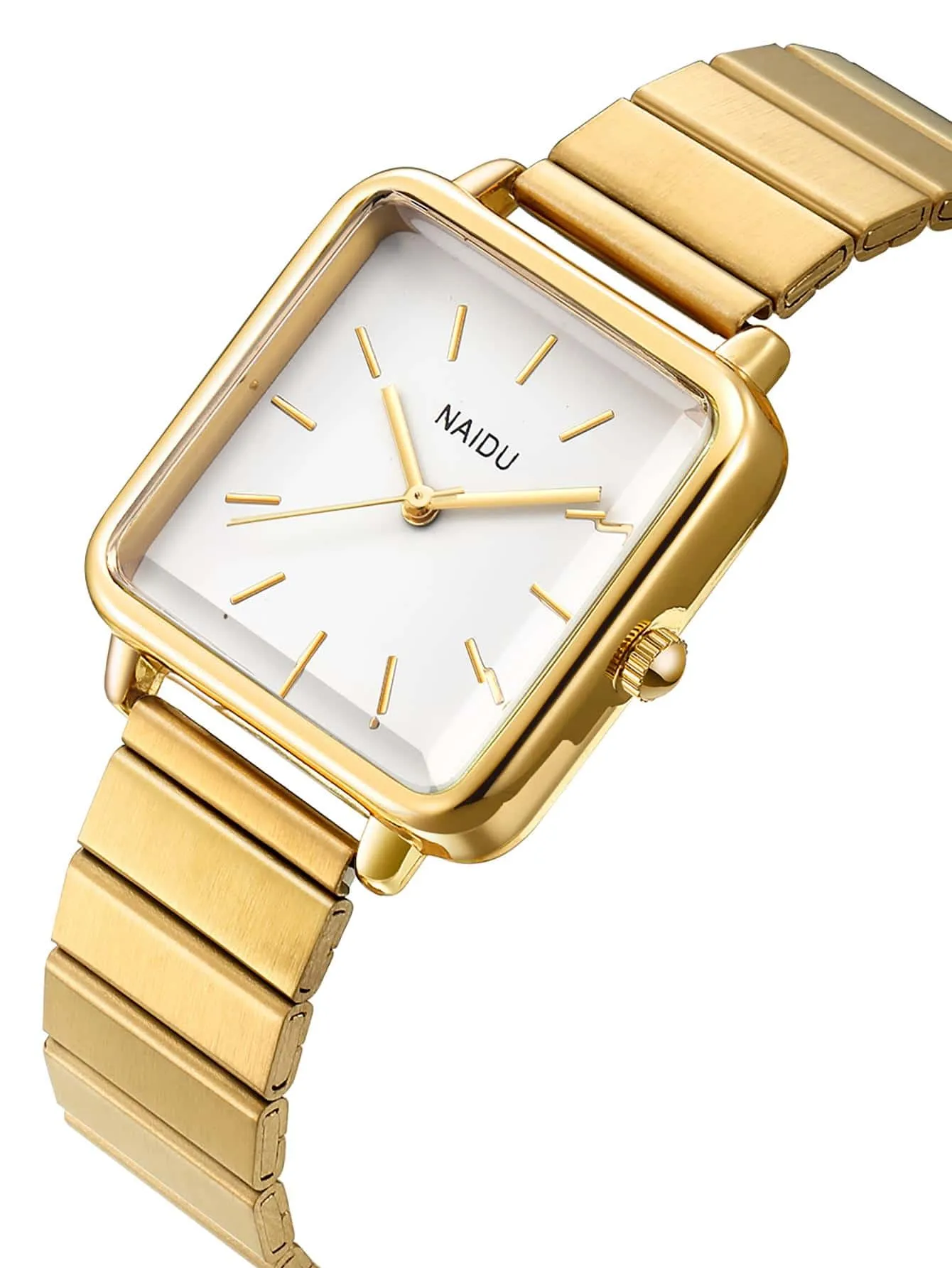 1pc Square Dial Quartz Watch - Gold