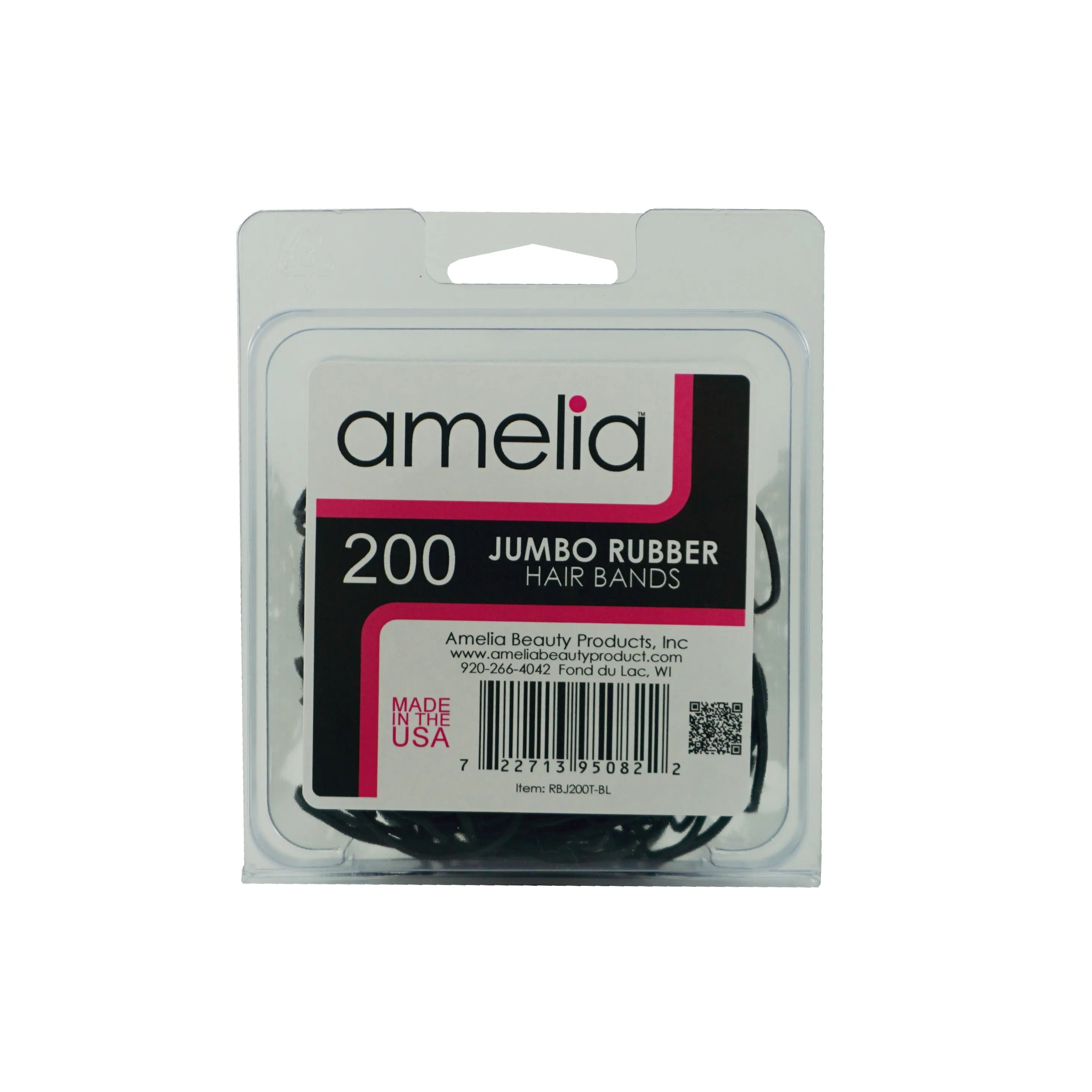 200, Black, Jumbo, Rubber Bands for Pony Tails and Braids