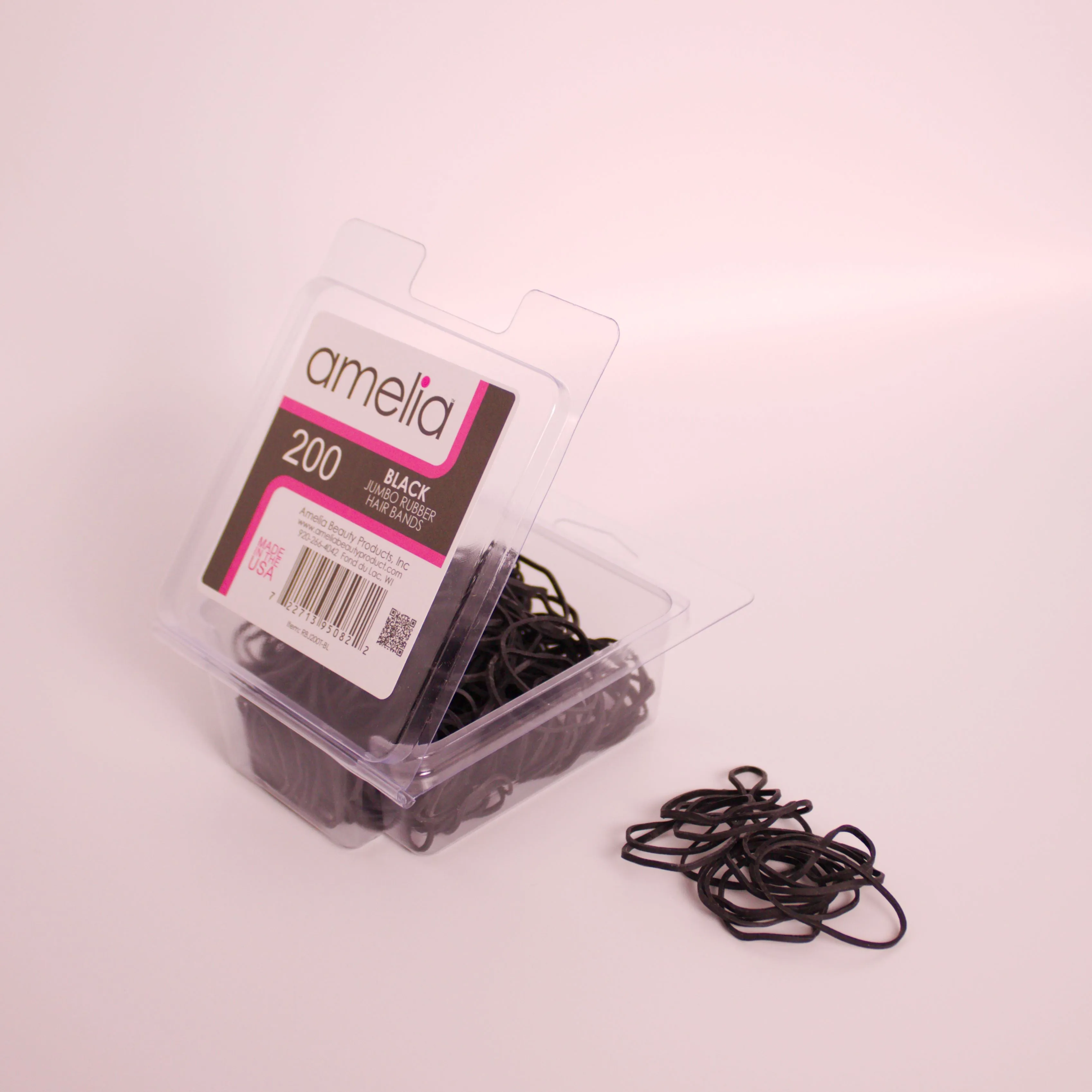 200, Black, Jumbo, Rubber Bands for Pony Tails and Braids