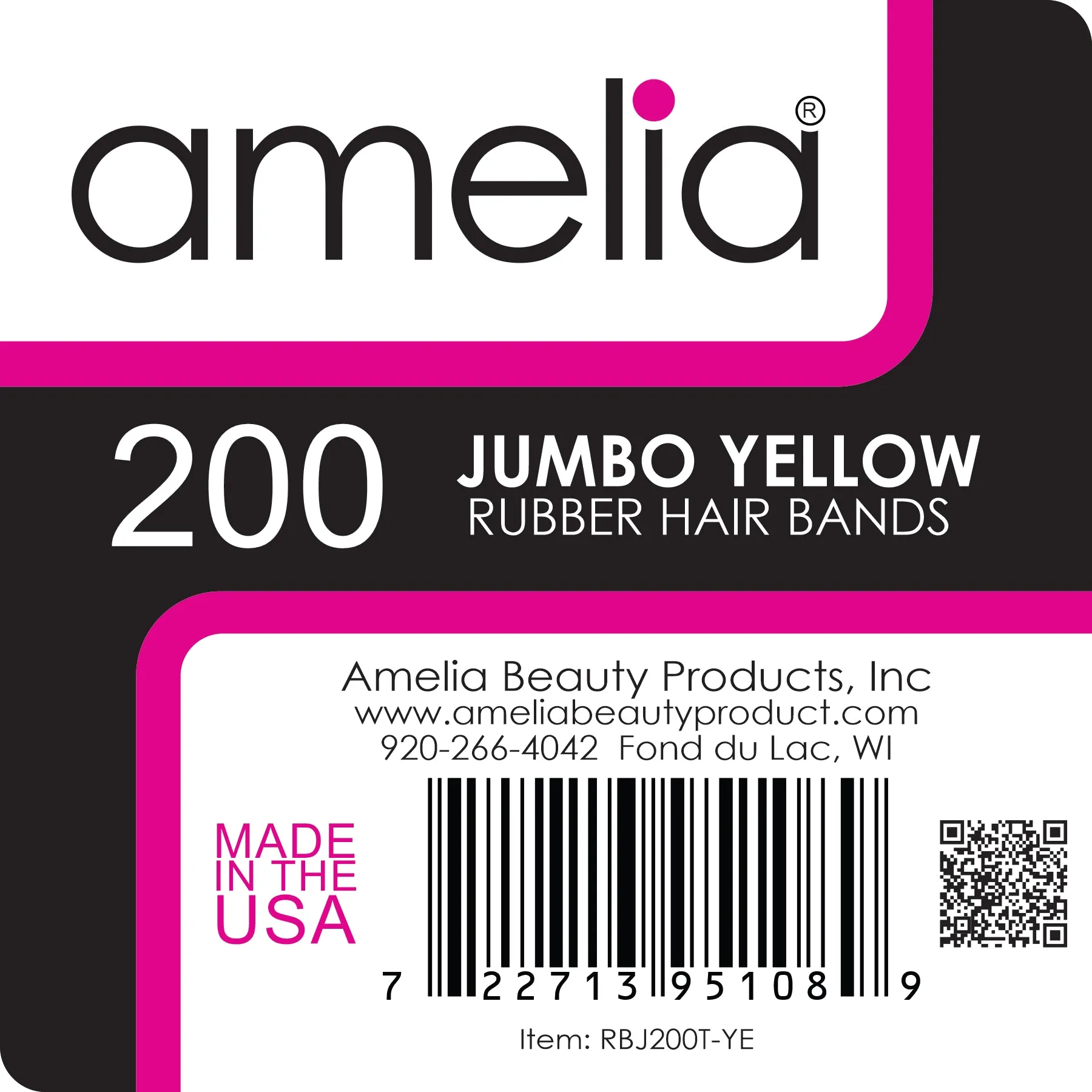 200, Yellow, Jumbo, Rubber Bands for Pony Tails and Braids