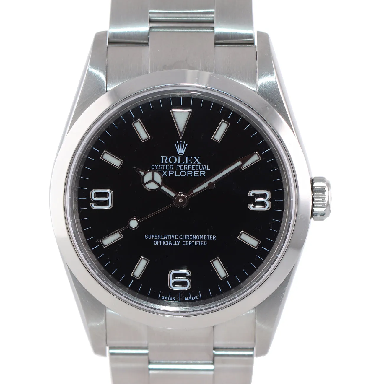 2007 PAPERS Rolex Explorer I Black 36mm 114270 Steel Black Arabic Watch REHAUT