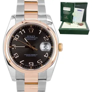 2007 Rolex DateJust Black Concentric 36mm Stainless 18K Rose Gold Watch 116201