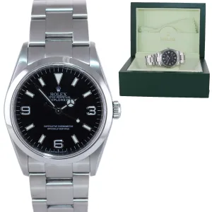 2009 ENGRAVED REHAUT Rolex Explorer I Black 36mm 114270 Steel Black Arabic Watch