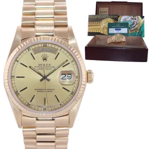 2012 RSC Papers Rolex President Day Date Champagne 18038 Quick Yellow Gold Watch