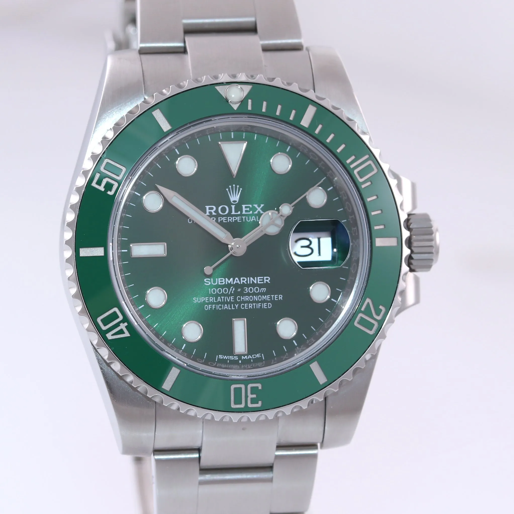 2015 MINT PAPERS Rolex Submariner Hulk 116610LV Green Dial Ceramic Watch Box