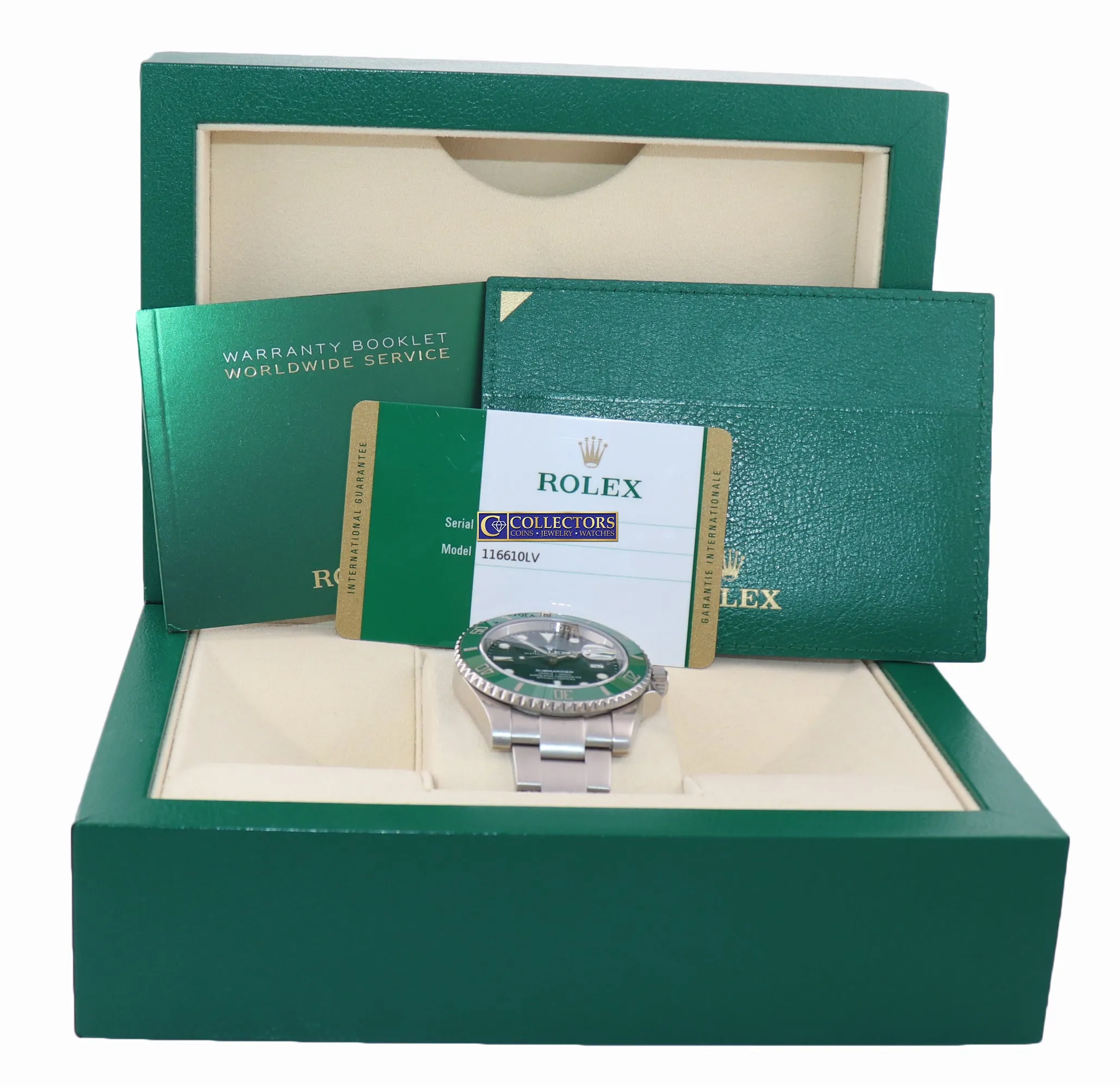 2015 MINT PAPERS Rolex Submariner Hulk 116610LV Green Dial Ceramic Watch Box