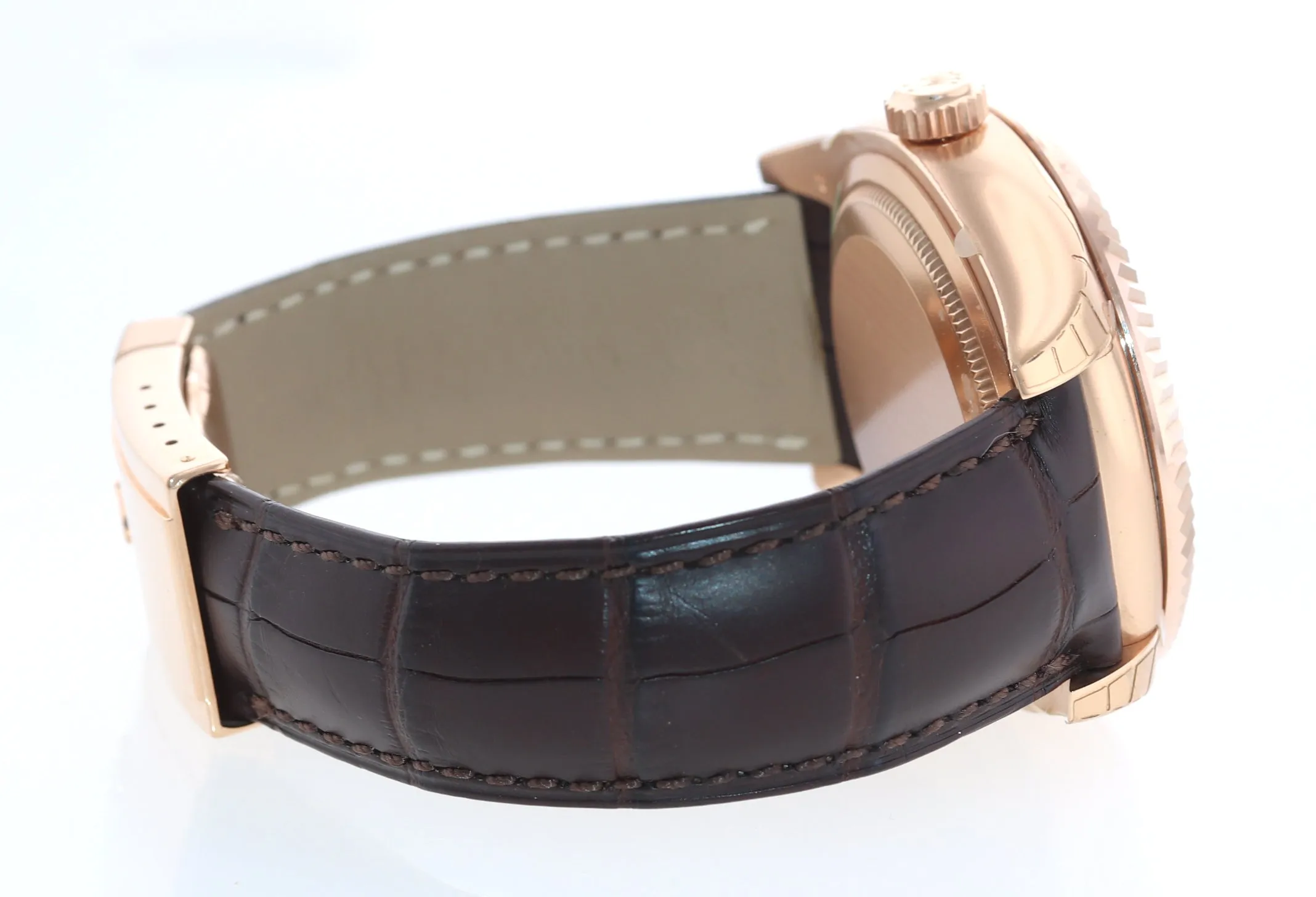 2018 New Stickers Rolex Sky-Dweller Rose Gold 326135 Chocolate Arabic Leather Watch