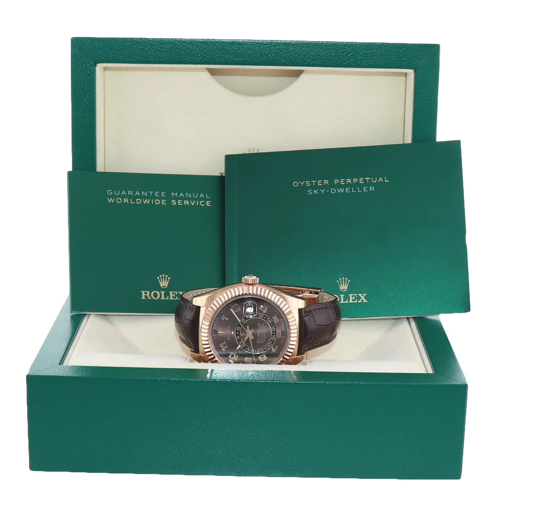 2018 New Stickers Rolex Sky-Dweller Rose Gold 326135 Chocolate Arabic Leather Watch