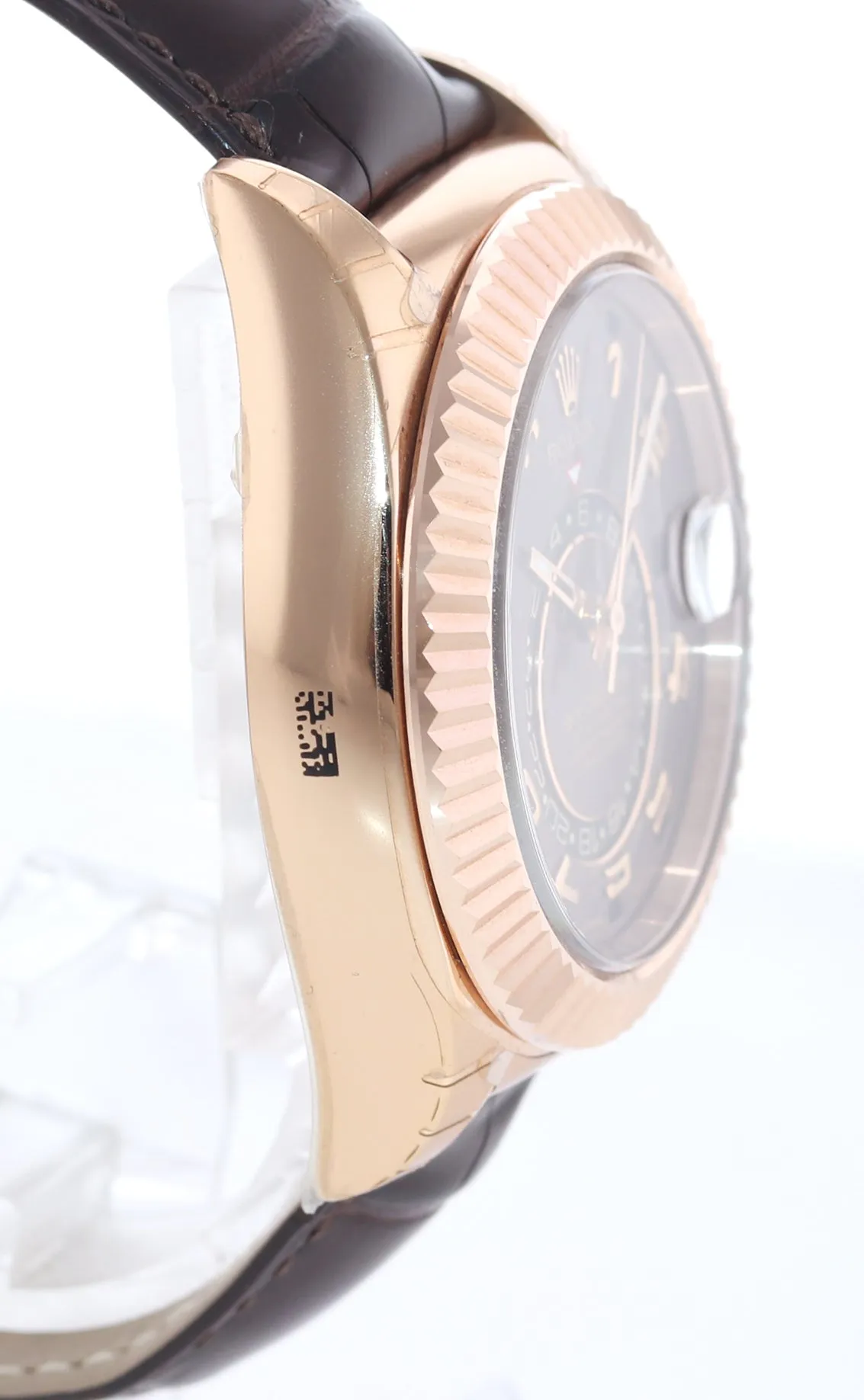 2018 New Stickers Rolex Sky-Dweller Rose Gold 326135 Chocolate Arabic Leather Watch