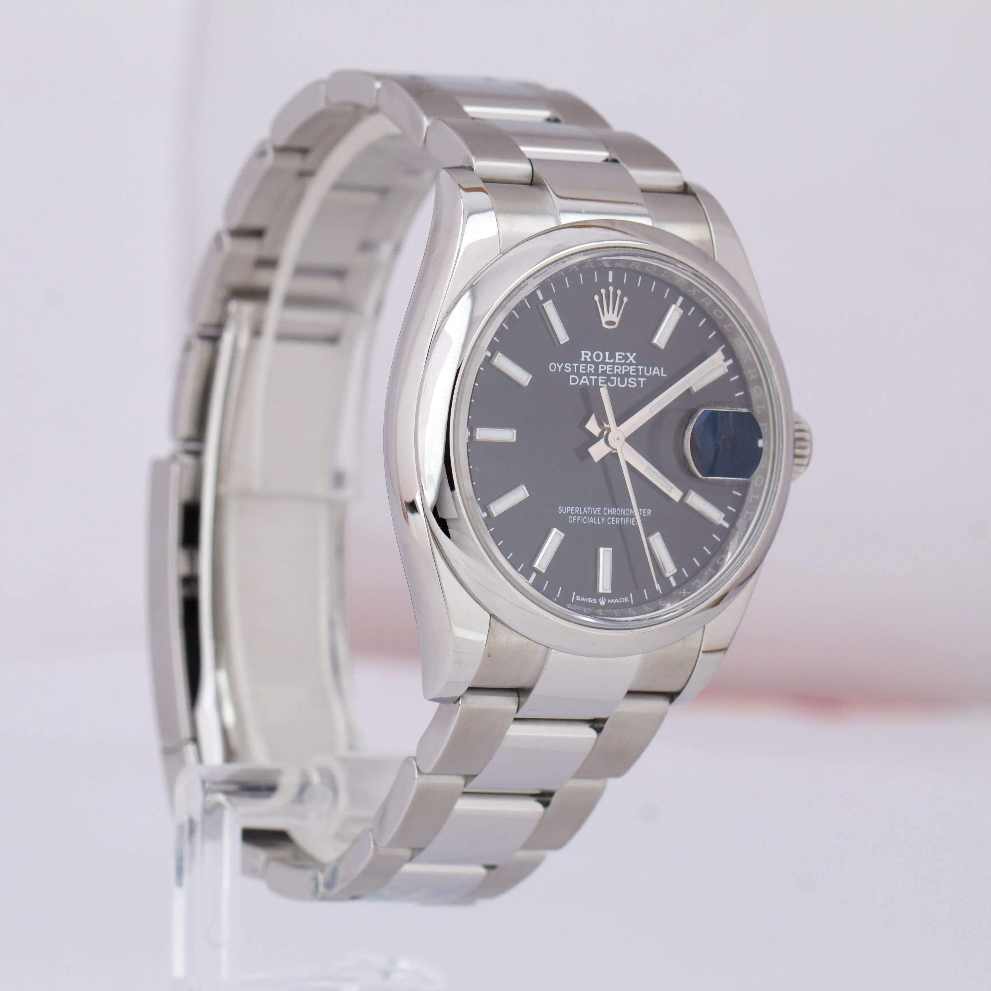 2020 MINT Rolex DateJust 36 Black Stainless Steel Oyster 36mm Watch 126200 B P