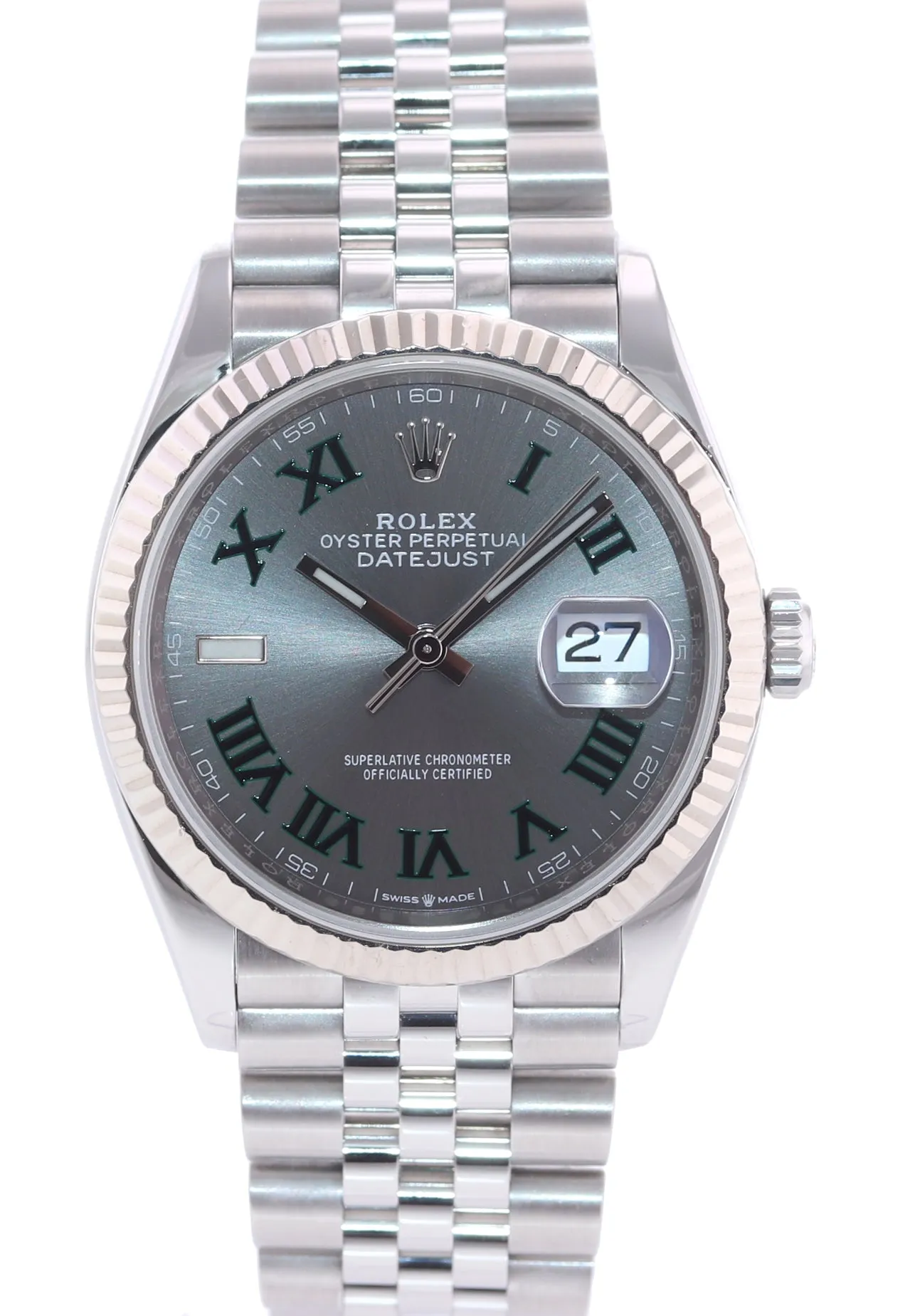2021 Rolex DateJust Wimbledon Jubilee 126234 Steel White Gold Fluted Watch Box