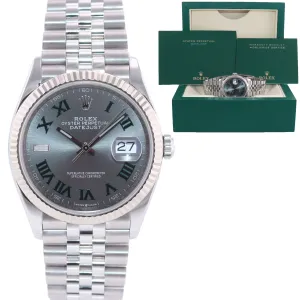 2021 Rolex DateJust Wimbledon Jubilee 126234 Steel White Gold Fluted Watch Box