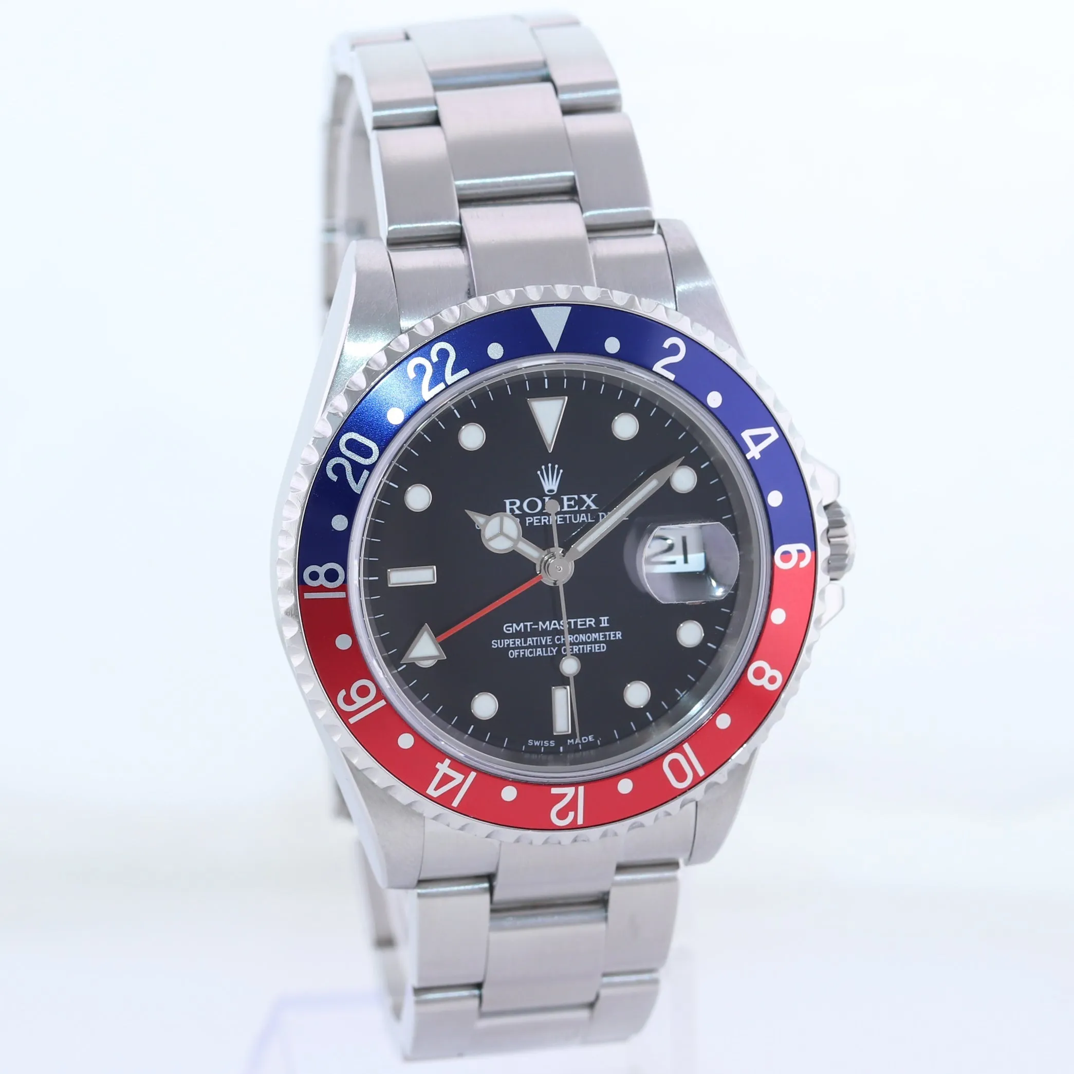 2022 Rolex Service & 2007 PAPERS Rolex GMT-Master II Pepsi BLRO Steel 16710 Watch