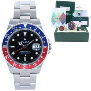 2022 Rolex Service & 2007 PAPERS Rolex GMT-Master II Pepsi BLRO Steel 16710 Watch