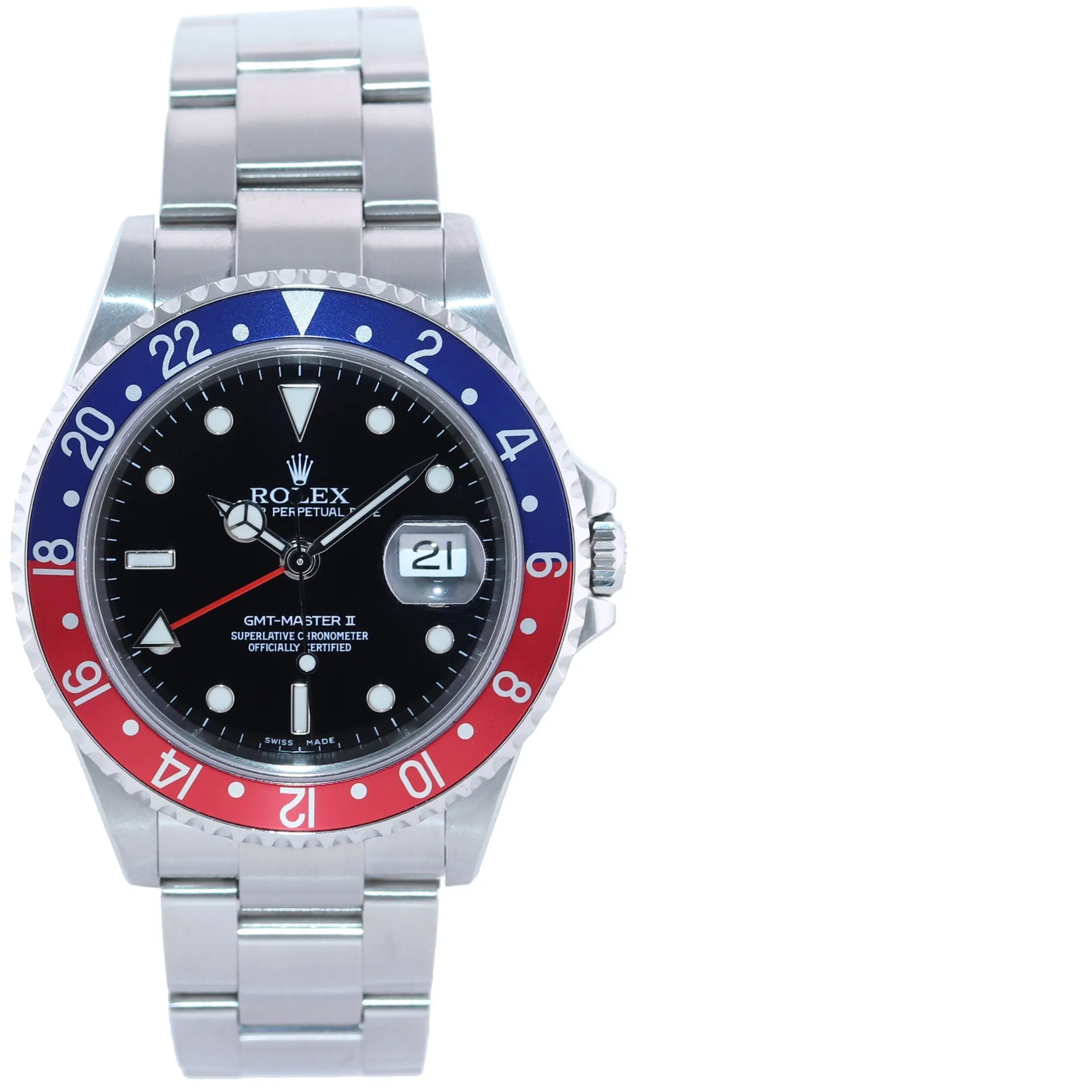 2022 Rolex Service & 2007 PAPERS Rolex GMT-Master II Pepsi BLRO Steel 16710 Watch