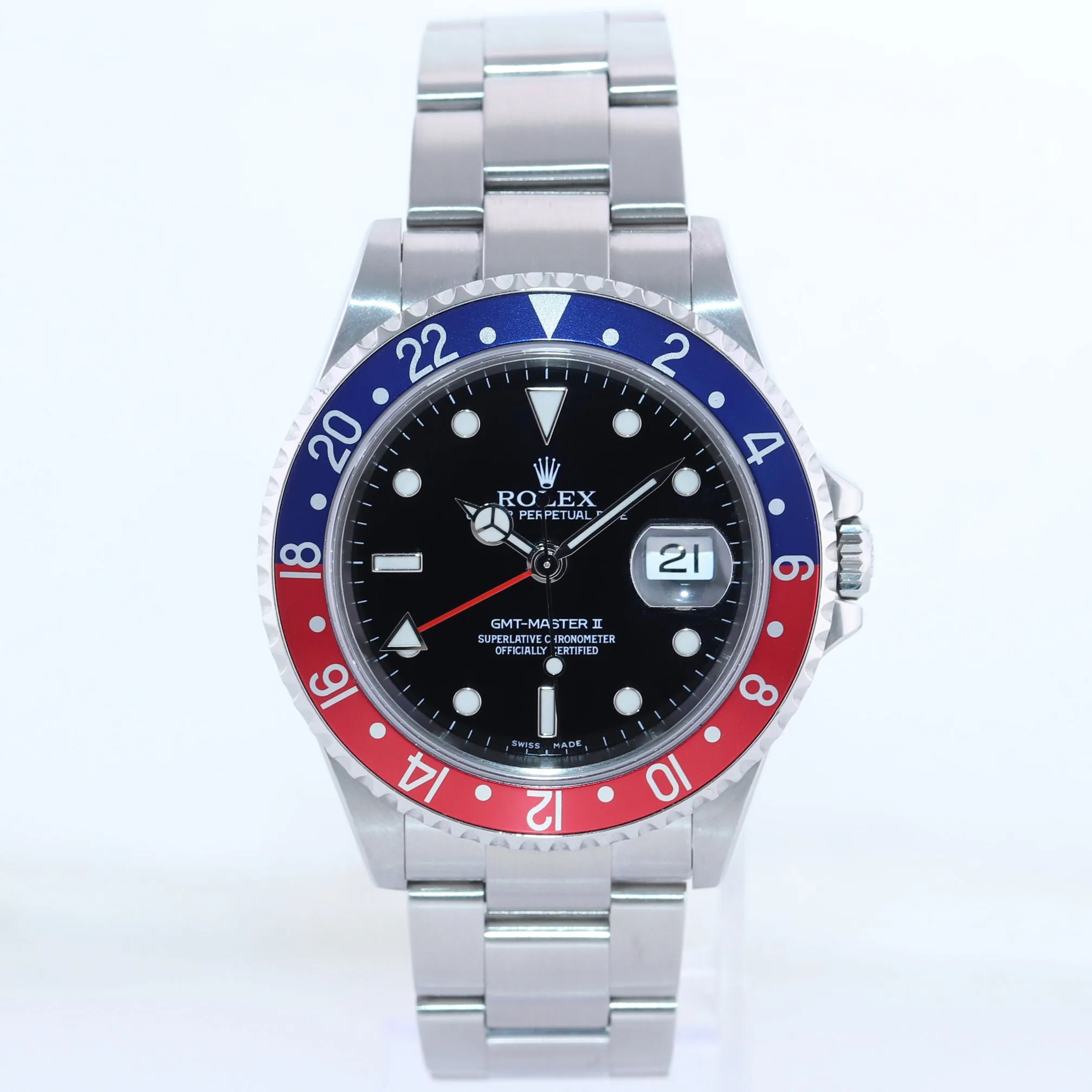 2022 Rolex Service & 2007 PAPERS Rolex GMT-Master II Pepsi BLRO Steel 16710 Watch