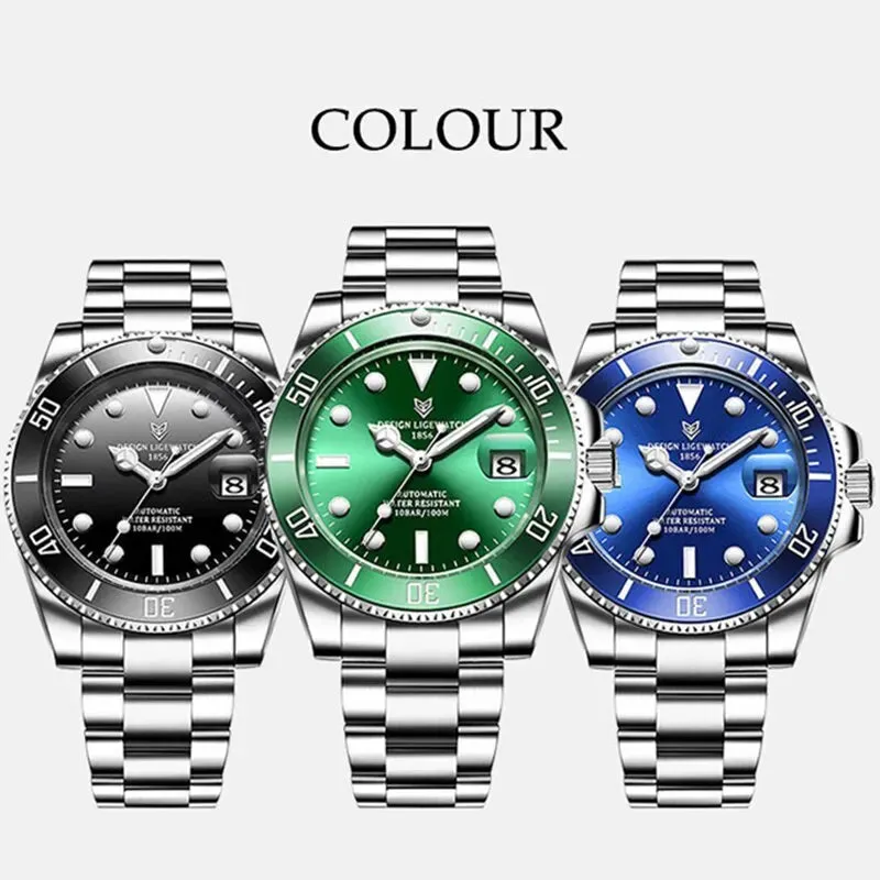 2024 LIGE New Watch Men Mechanical Wristwatch Luxury Automatic Watch Stainless Steel Watches For Men Clock Man Relogio Masculino