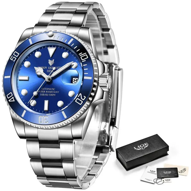 2024 LIGE New Watch Men Mechanical Wristwatch Luxury Automatic Watch Stainless Steel Watches For Men Clock Man Relogio Masculino