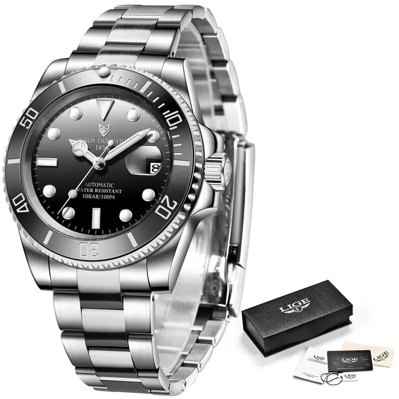 2024 LIGE New Watch Men Mechanical Wristwatch Luxury Automatic Watch Stainless Steel Watches For Men Clock Man Relogio Masculino