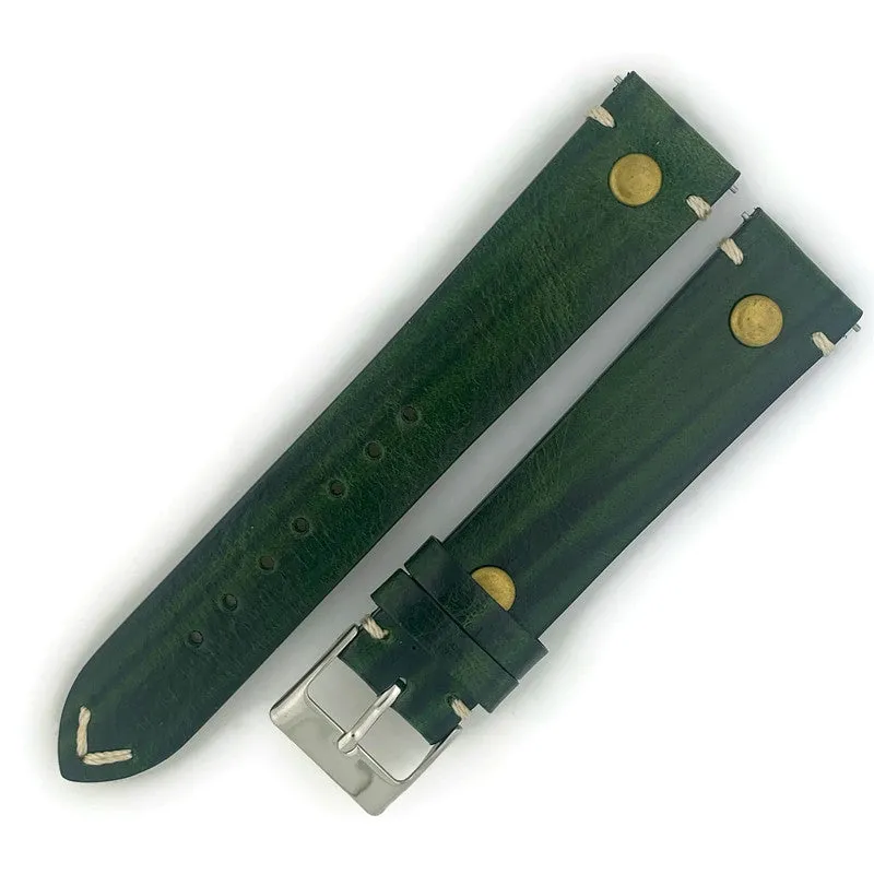 20MM Wax GreenLeather Watch Band