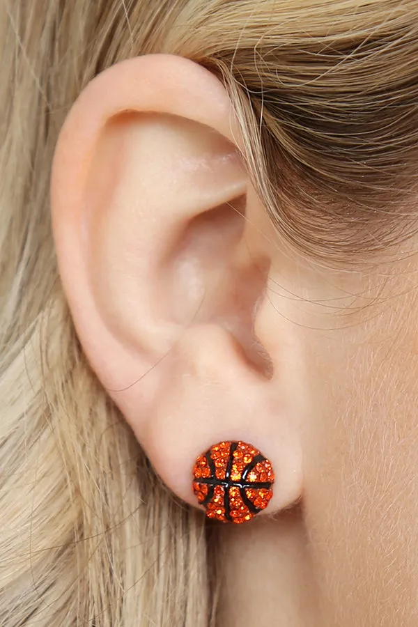 25719 -  BASKETBALL SPORTS CHARM STUD EARRINGS
