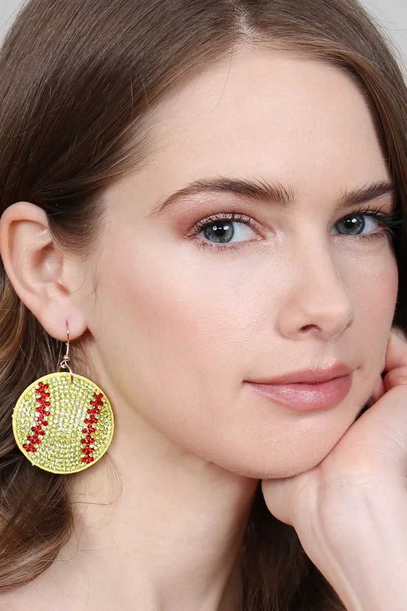 26692 - SUEDE CRYSTAL SOFTBALL EARRINGS