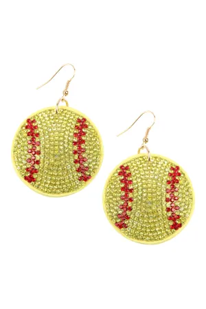 26692 - SUEDE CRYSTAL SOFTBALL EARRINGS