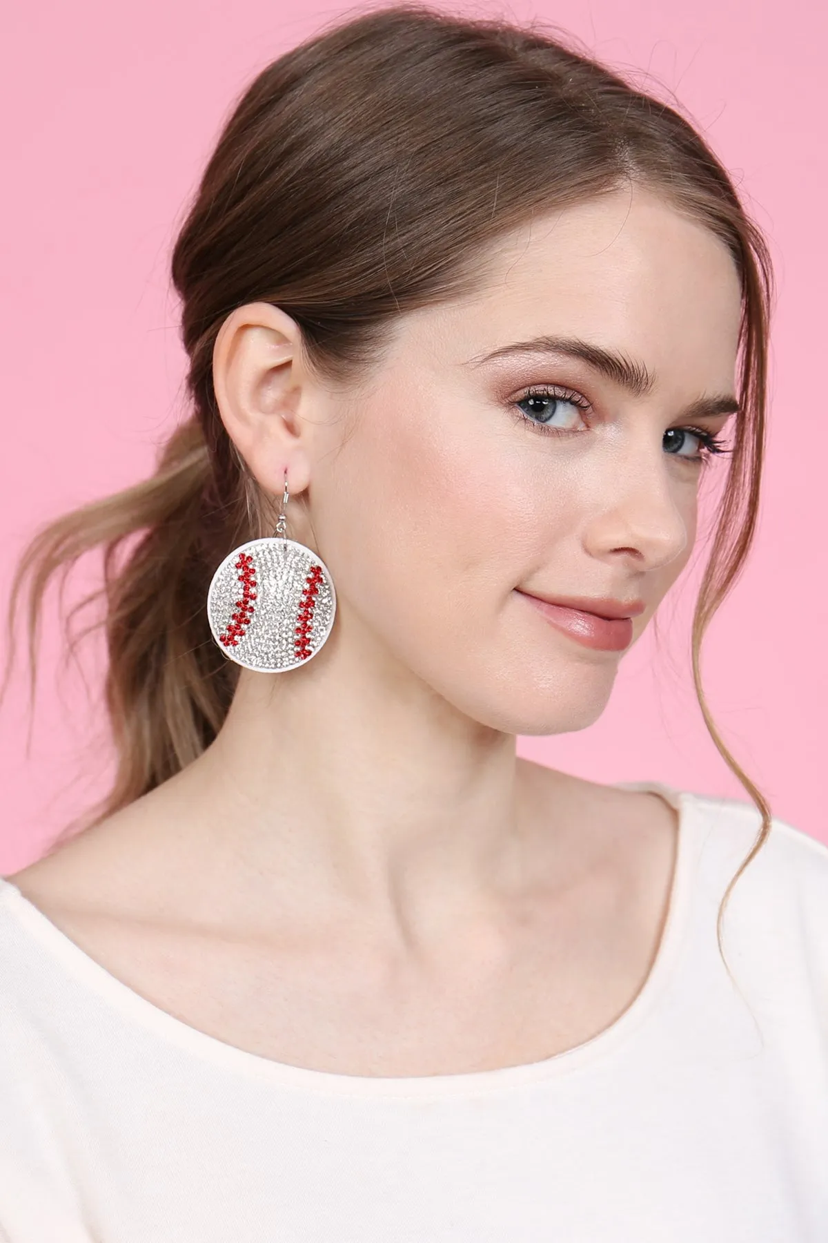 26692 - SUEDE CRYSTAL SOFTBALL EARRINGS
