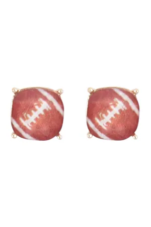 27053 - SPORTS CUSHION CUT FOOTBALL STUD EARRINGS