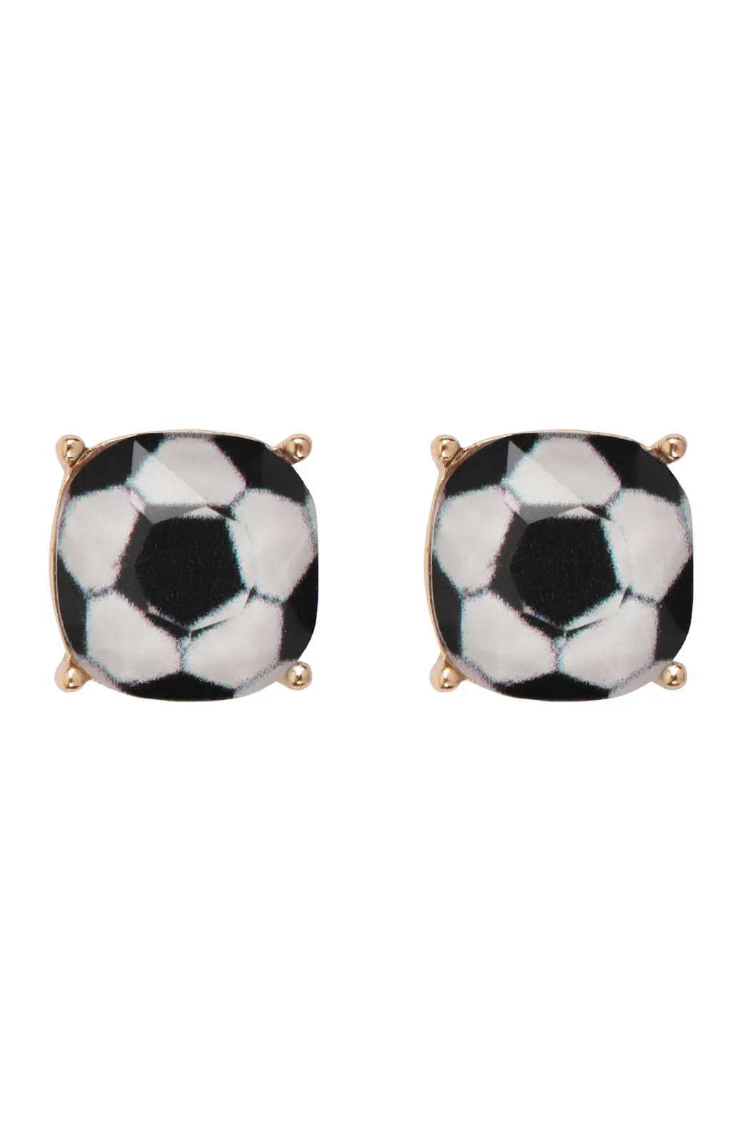 27054 - SPORTS CUSHION CUT SOCCER STUD EARRINGS