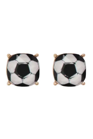 27054 - SPORTS CUSHION CUT SOCCER STUD EARRINGS