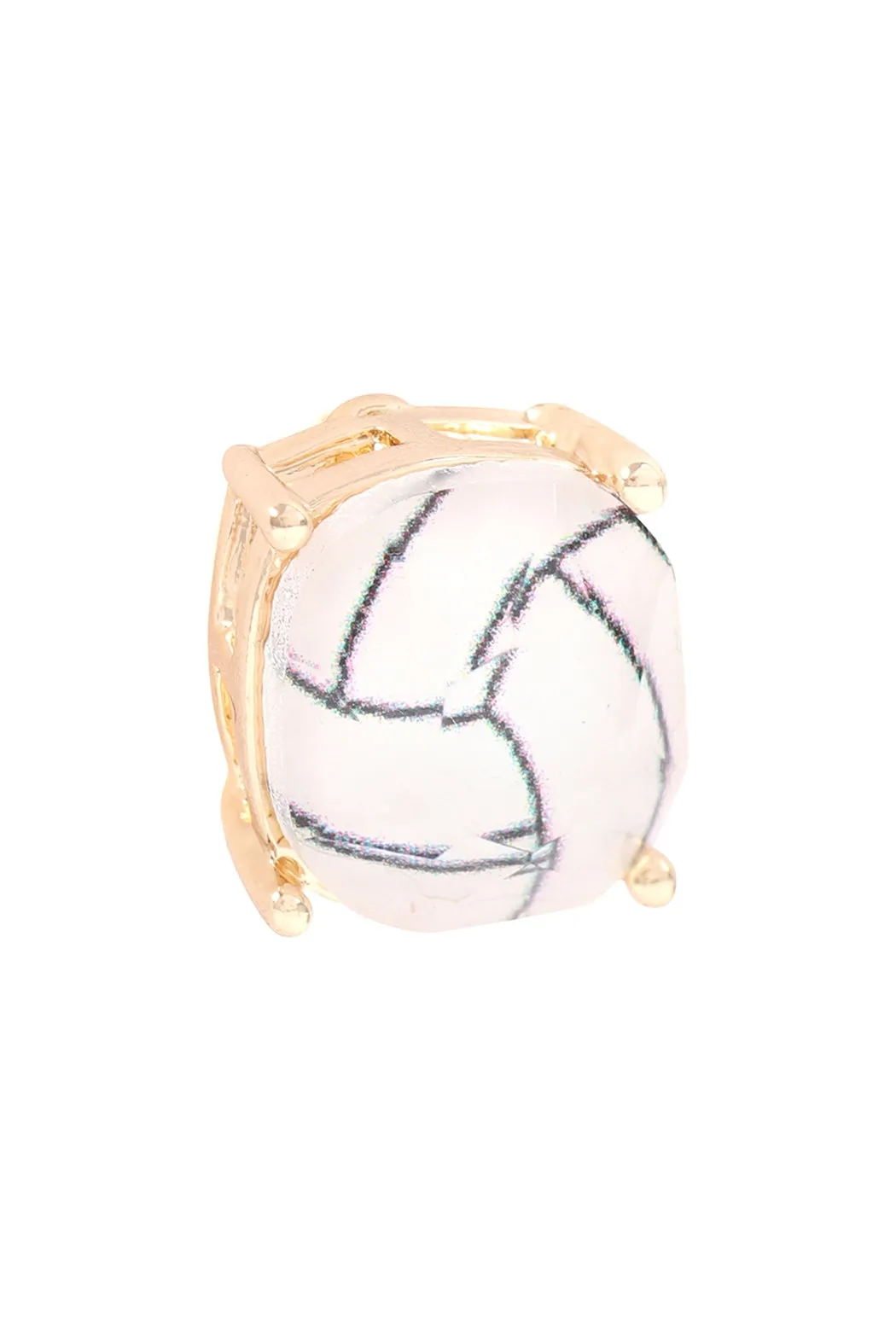 27055 - SPORTS CUSHION CUT VOLLEYBALL STUD EARRINGS