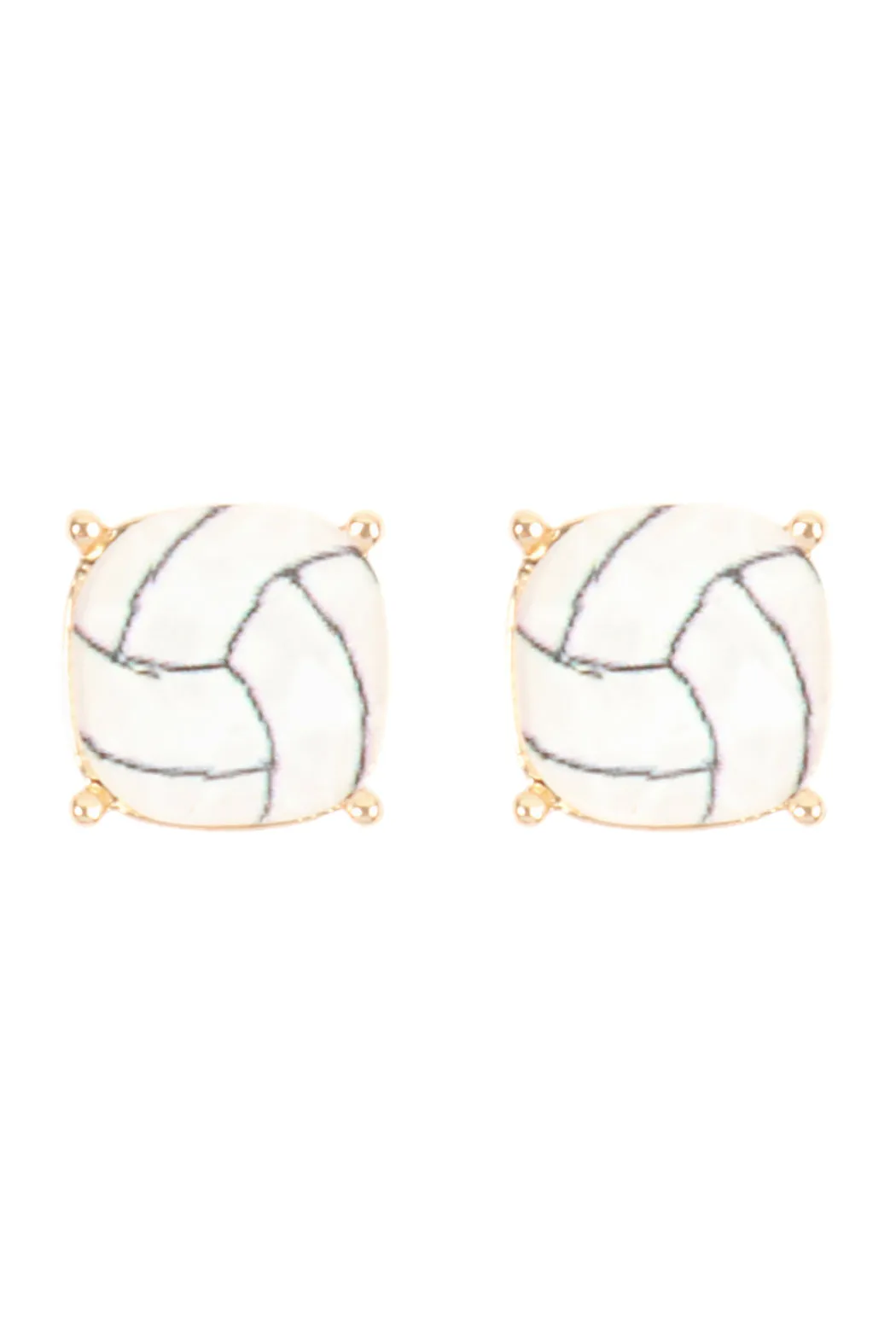 27055 - SPORTS CUSHION CUT VOLLEYBALL STUD EARRINGS