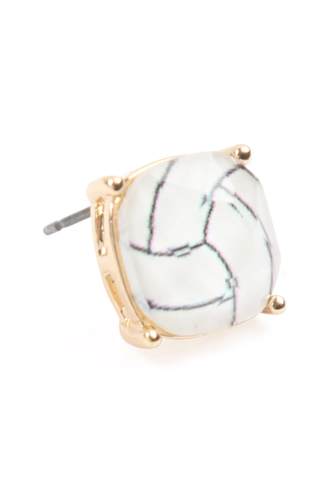 27055 - SPORTS CUSHION CUT VOLLEYBALL STUD EARRINGS