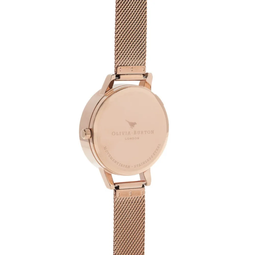 3D Bee Watercolor Florals Midi Dial Rose Gold Mesh Watch