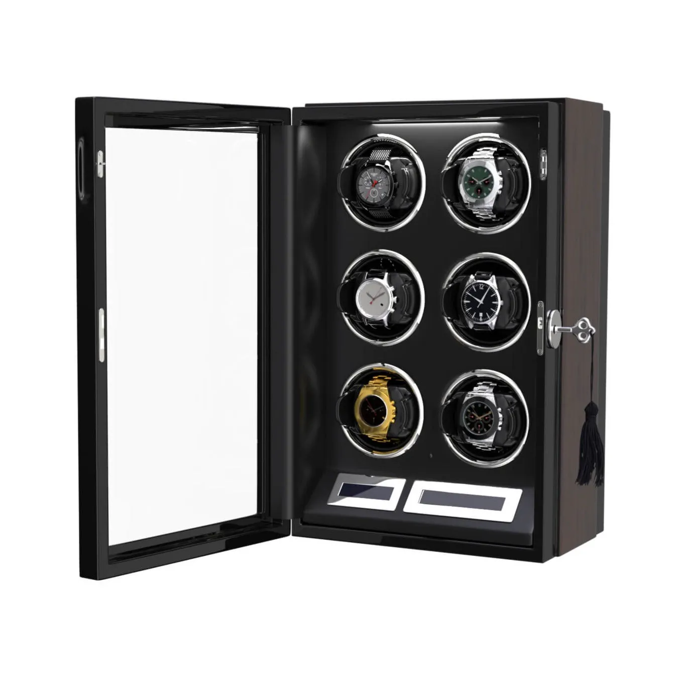 6 Watch Winder with LCD Touchscreen Remote Control Quiet Mabuchi Motors