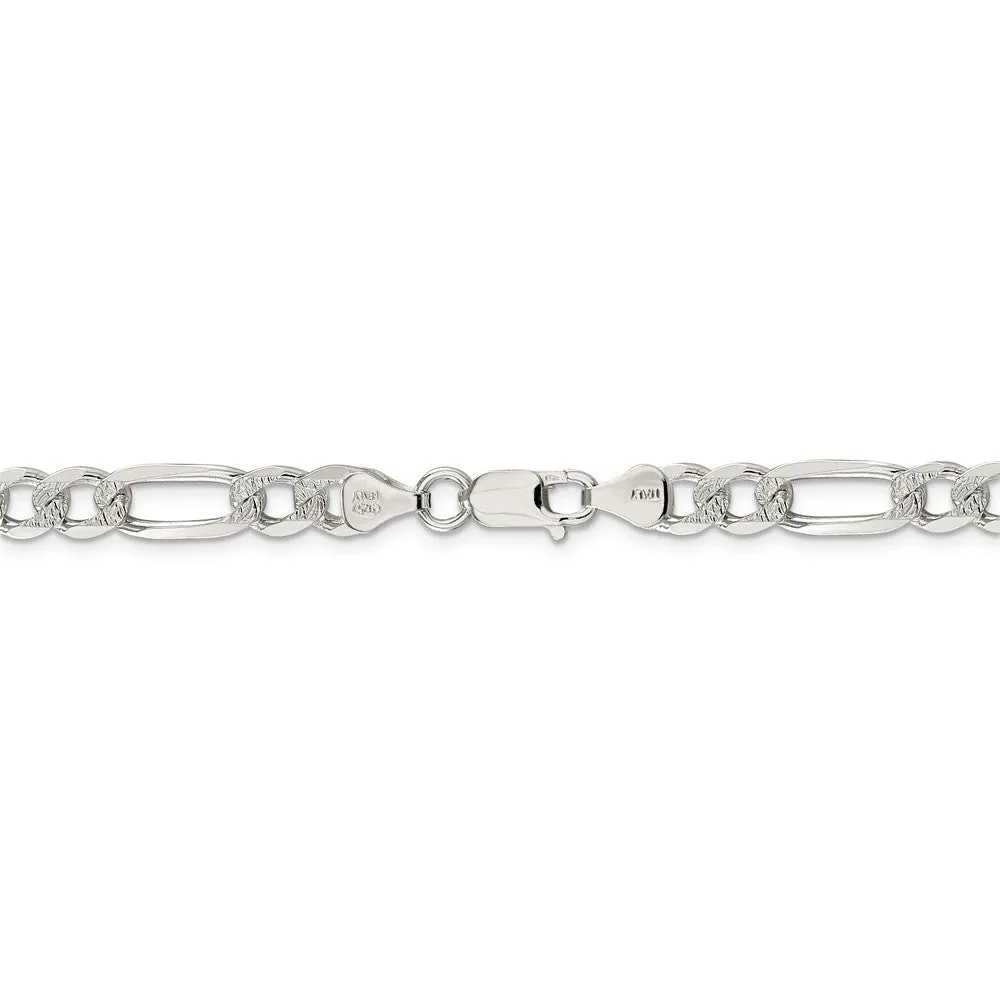 925 Solid Sterling Silver Figaro Chain Necklace| 7mm 18inch For Women