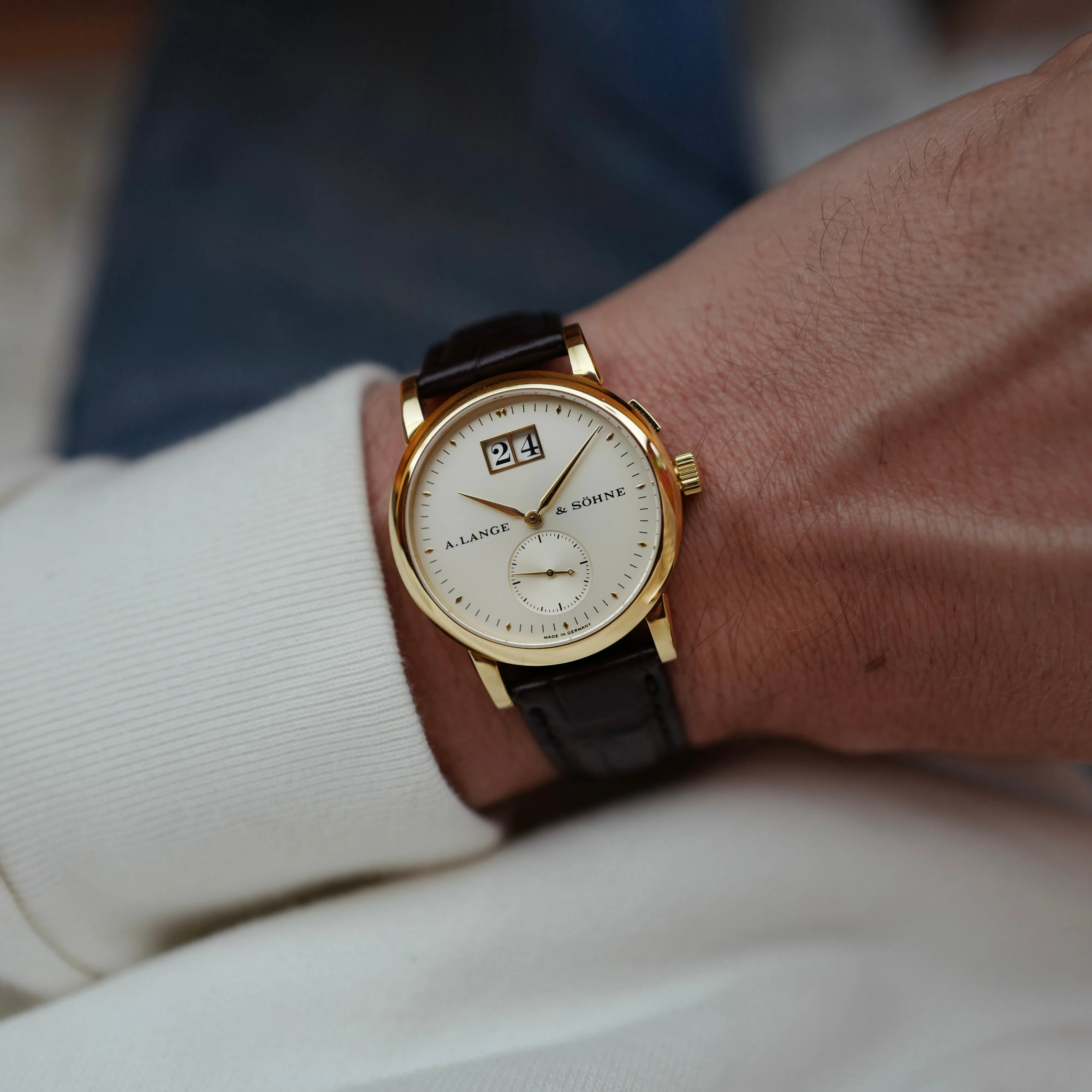 A. Lange & Sohne Yellow Gold Saxonia 1st Series Solid Back Watch Ref. 102.001