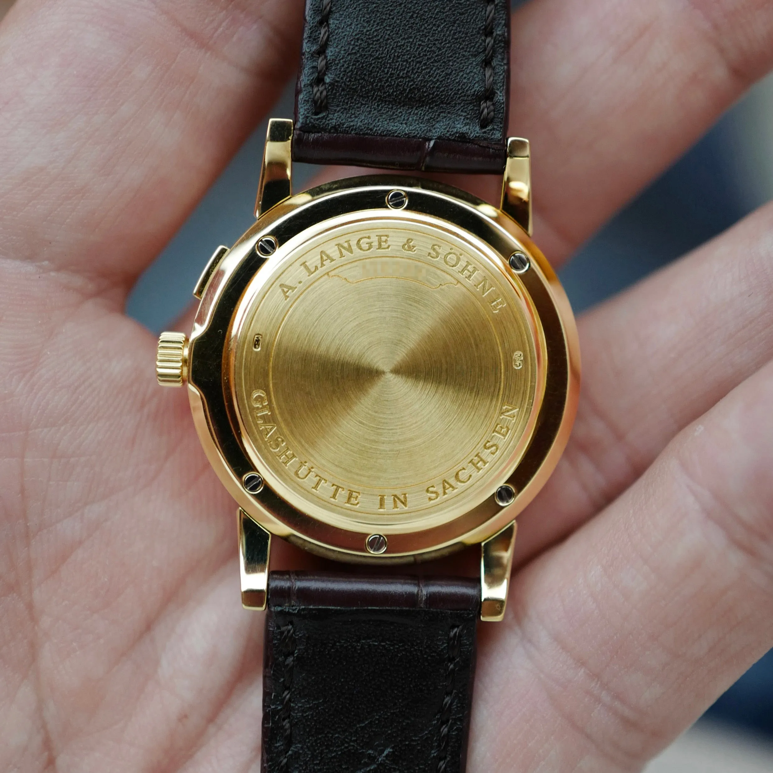 A. Lange & Sohne Yellow Gold Saxonia 1st Series Solid Back Watch Ref. 102.001