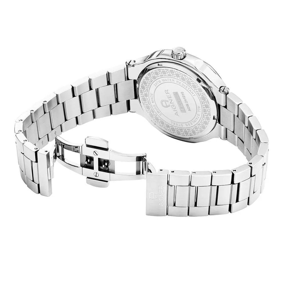 Aigner Taviano 2 Gents Turquoise Black Dial Stainless Steel Silver Watch