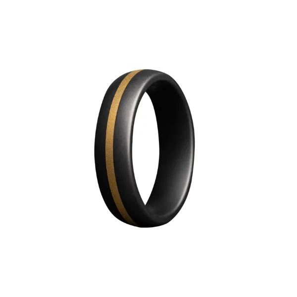 Alternative Metal Band - Half-Round Profile with 22K Yellow Gold Inlay