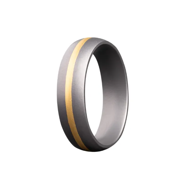 Alternative Metal Band - Half-Round Profile with 22K Yellow Gold Inlay