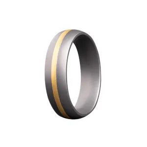 Alternative Metal Band - Half-Round Profile with 22K Yellow Gold Inlay