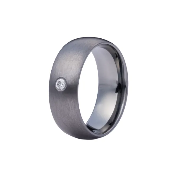 Alternative Metal Band - Half Round Profile with Flush Lab Grown Diamond
