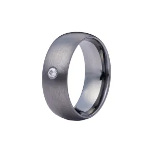 Alternative Metal Band - Half Round Profile with Flush Lab Grown Diamond