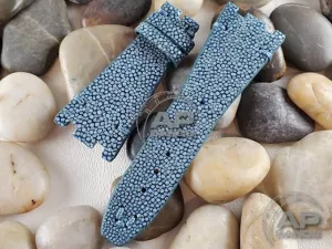 AP Bands Light Blue Polished Stingray Leather Strap For Audemars Piguet Royal Oak 39mm and 41mm